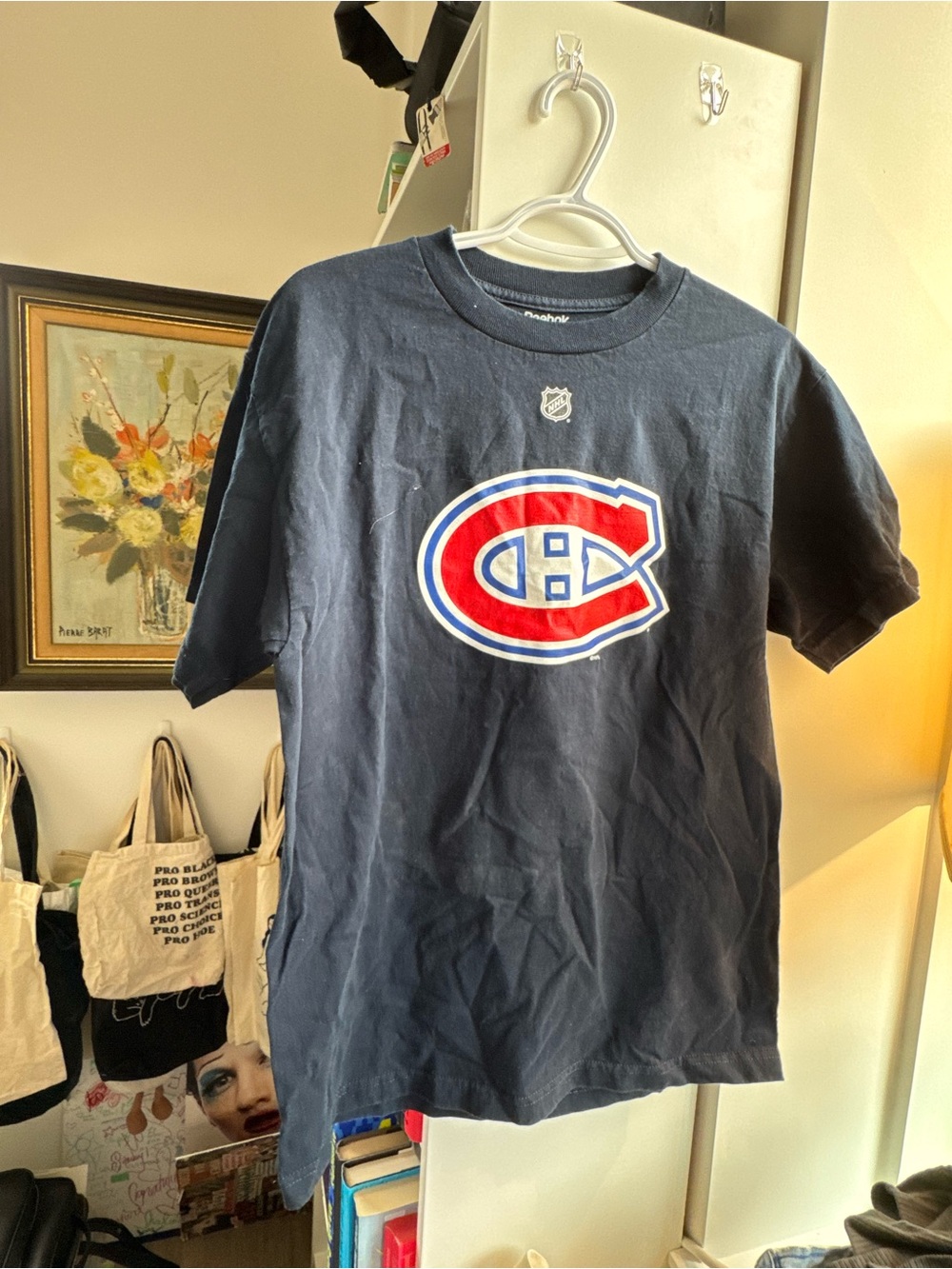 Reebok Navy Blue Montreal Canadiens Short Sleeve T-Shirt with Red & White Logo